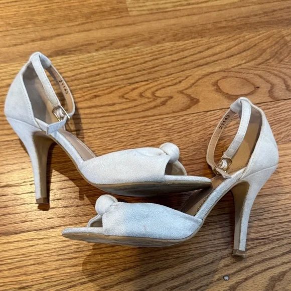 Chic Cream Ankle Strap Heels - Picture 14 of 15